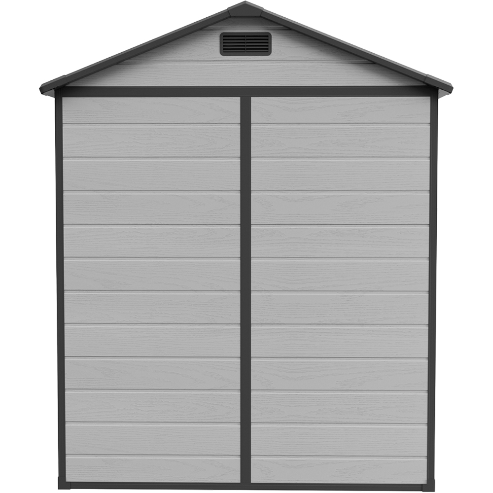 Living and Home 6 x 6ft Smokey Grey and Black Wood Grain Plastic Garden Storage Shed Image 3