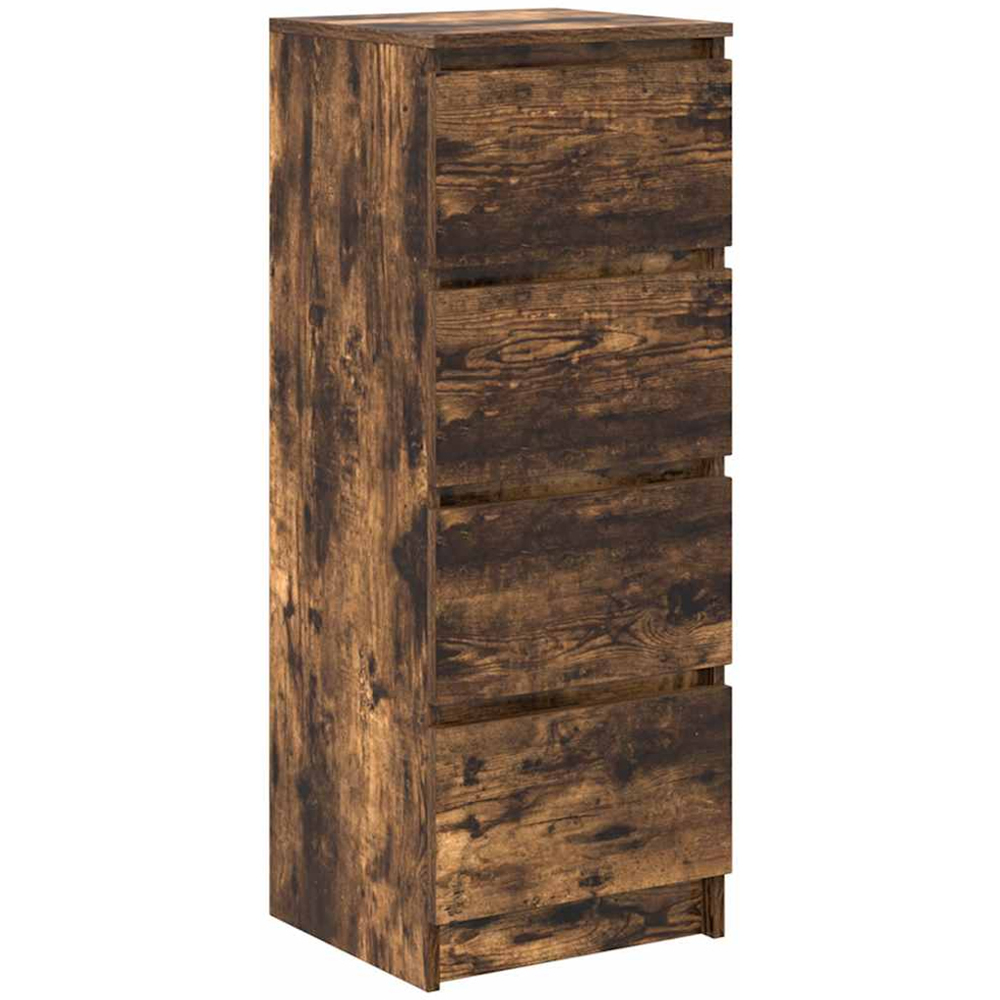 vidaXL 4 Drawer Smoked Oak Narrow Sideboard Image 2