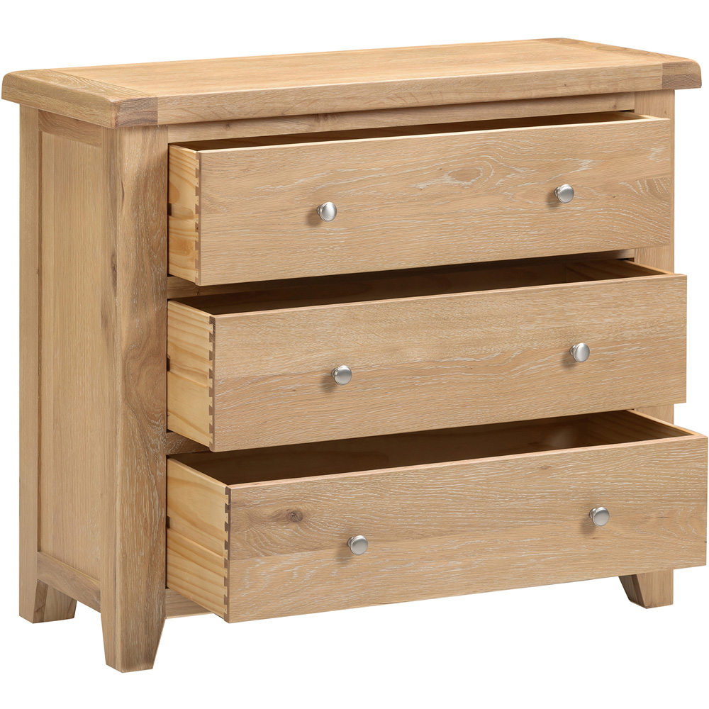 Seconique Windsor 3 Drawer Natural Oak Storage Chest Image 4