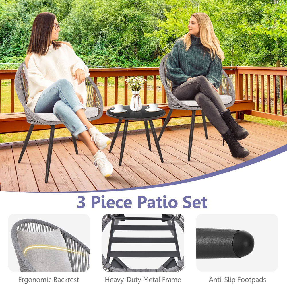 Costway 2 Seater Grey Patio Set Image 8