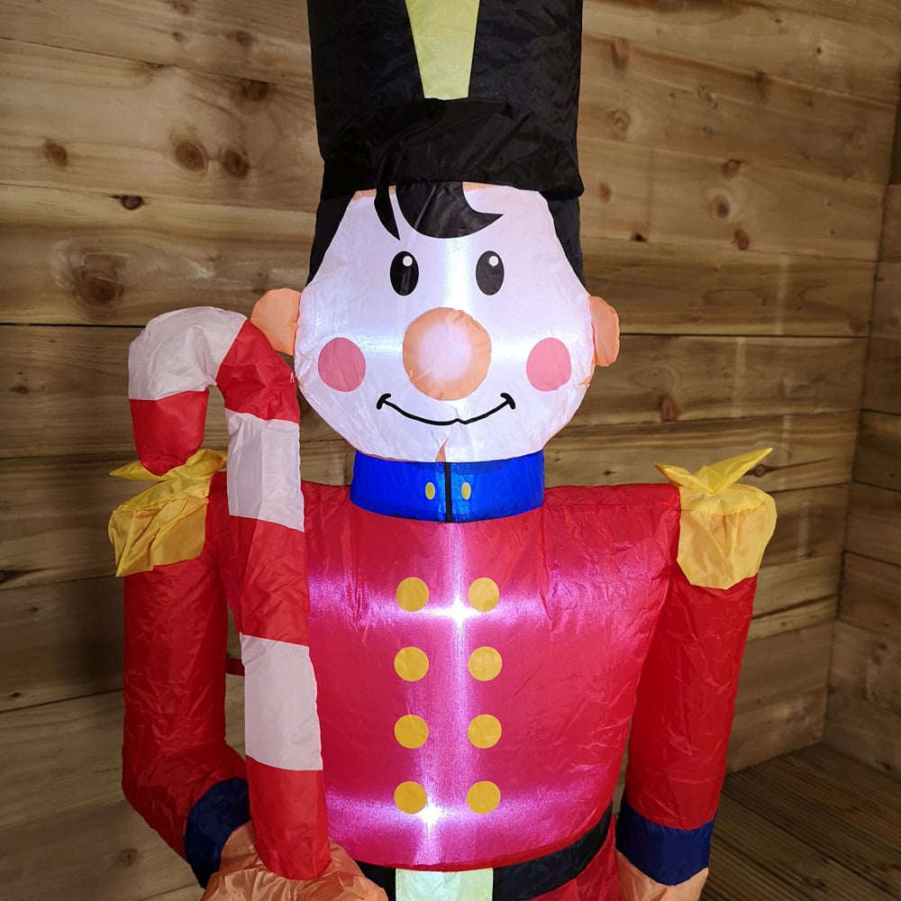 Premier White LED Inflatable Toy Soldier with Candy Cane Christmas Decoration 3.9ft Image 5