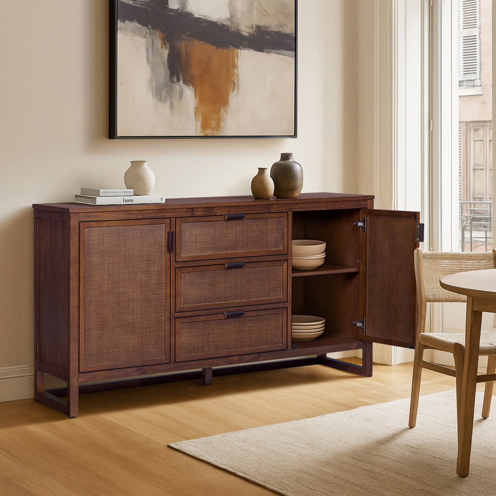 Teamson Home Hatteras 2 Door 3 Drawer Walnut Sideboard Image 8