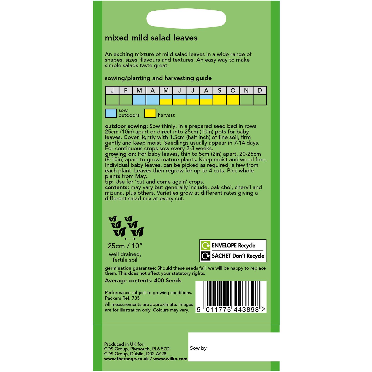 Wilko Mixed Mild Salad Leaves Seeds Image 2