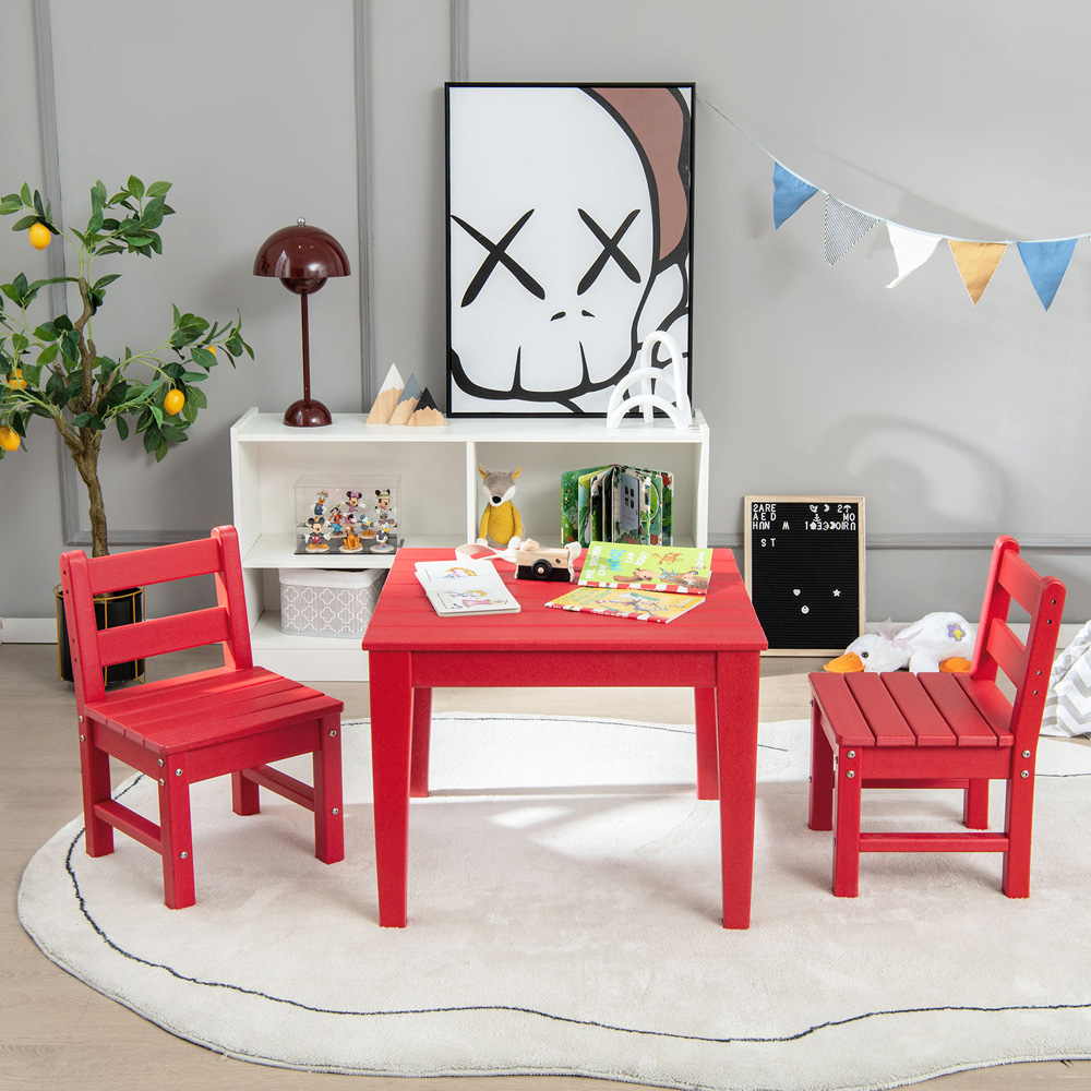 Costway Square Kids Table Red Image 4