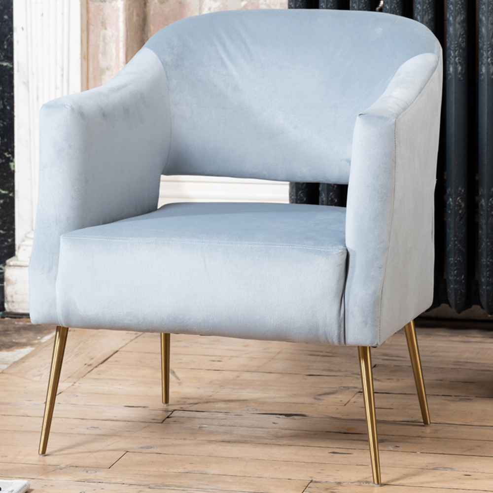 Artemis Home Hobson Light Blue Velvet Accent Chair Image 1