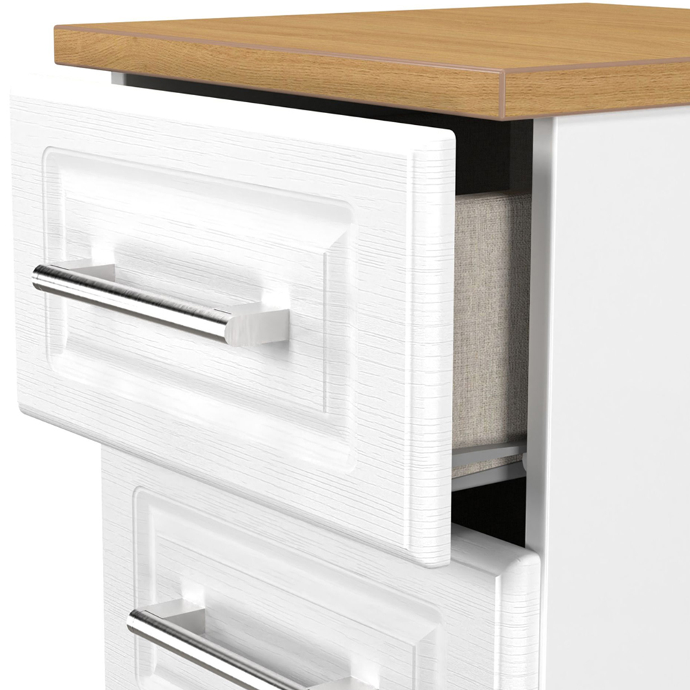 Crowndale Kent 2 Drawer White Ash and Modern Oak Compact Bedside Cabinet Ready Assembled Image 6