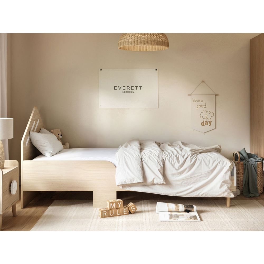 Flair Noah Single Oak and White Bed with House-Shaped Headboard Image 4