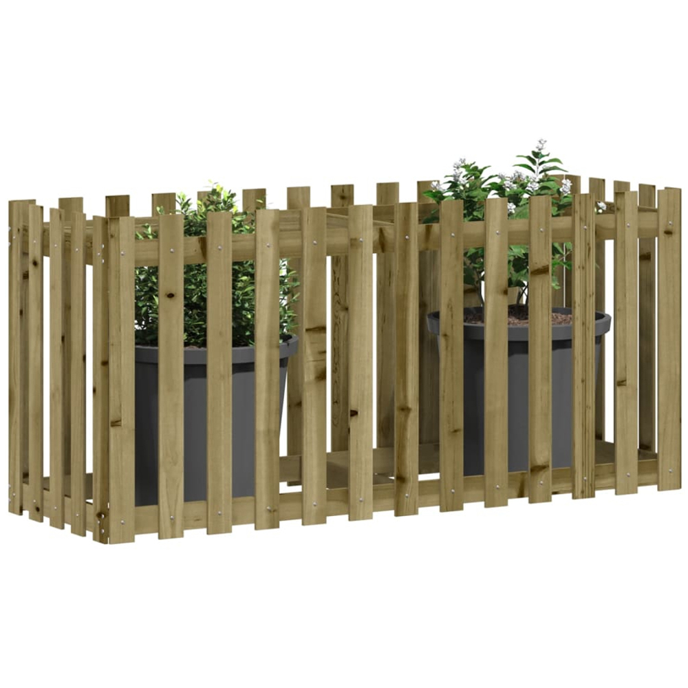 vidaXL Natural Solid Impregnated Wood Fence Design Raised Garden Bed 70 x 150 x 50cm Image 2