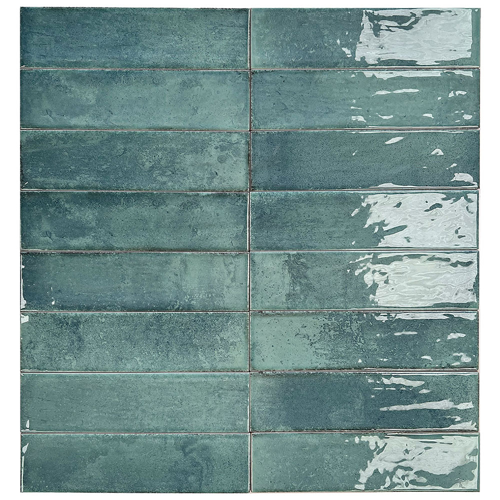 Top Ceramics Metro Brick Sage Gloss Flat Bumpy Ceramic Wall Tile 65 x 250mm 0.82sqm Image 2