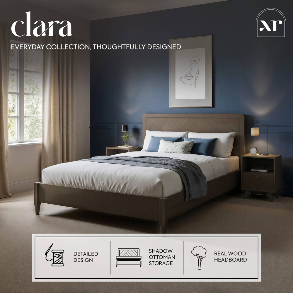 XR Living Clara King Size Dark Oak Wooden Shadow Ottoman Bed Image 5