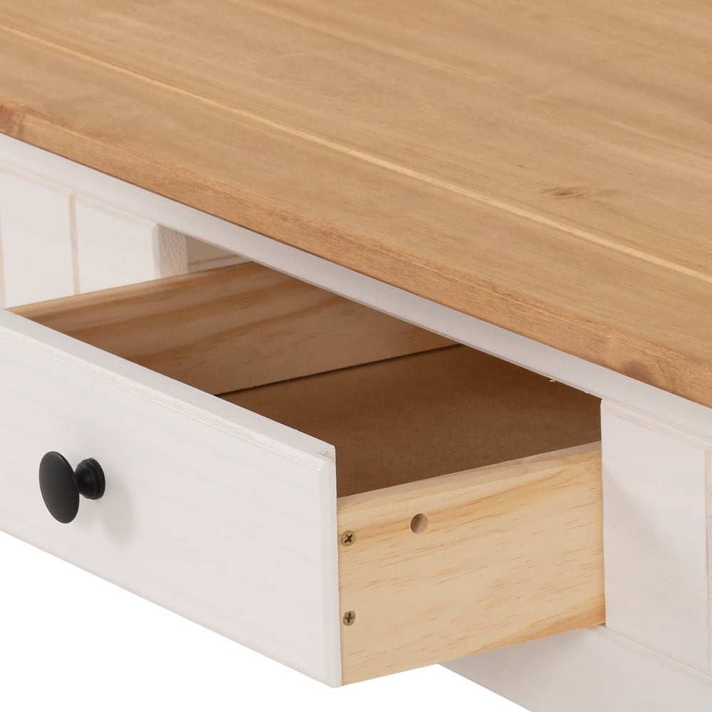 Seconique Panama Single Drawer White and Natural Wax Coffee Table Image 6