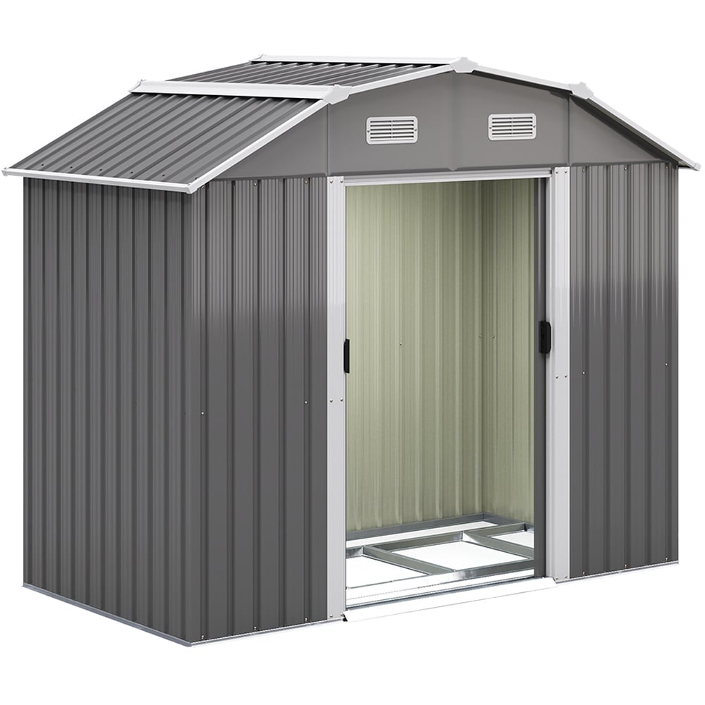 Living and Home 7.7 x 4.3ft Galvanised Steel Acrylic Storage Shed Grey Image 3