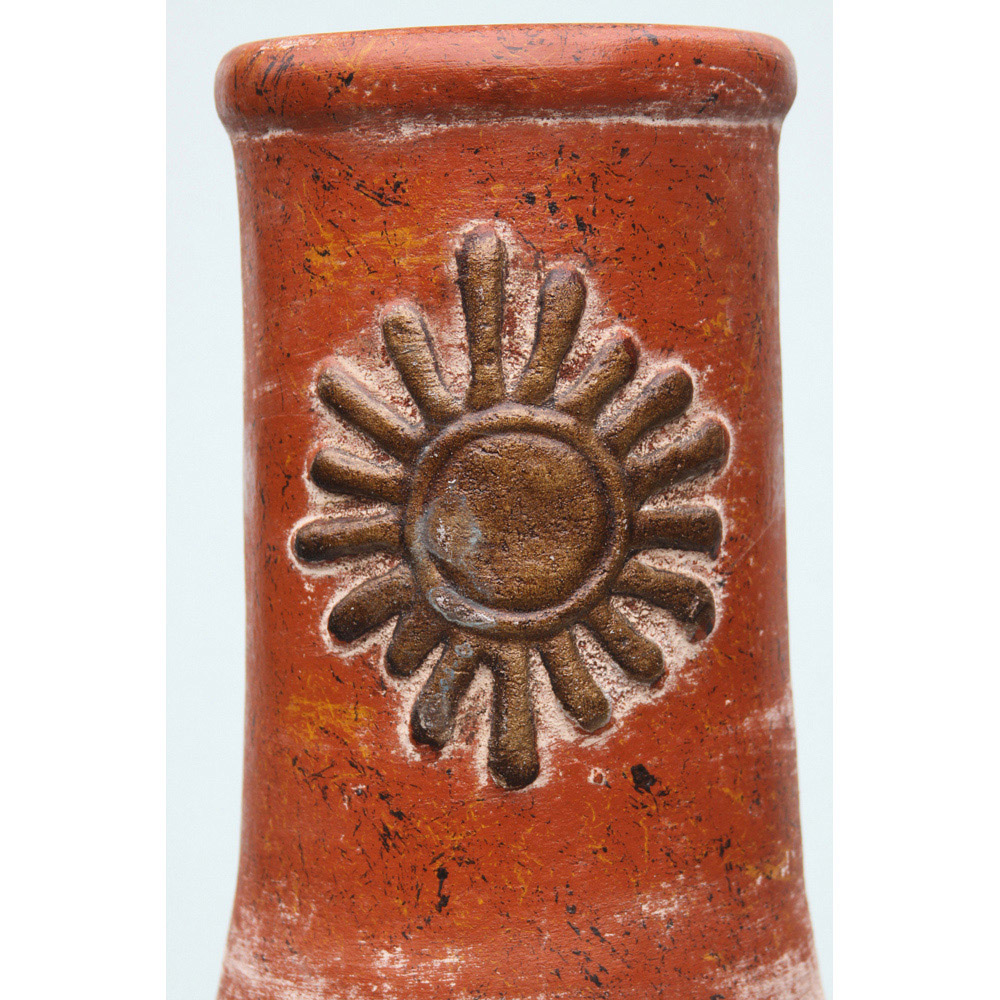 Gardeco Sol Large Sun Motif Rustic Orange Mexican Chimenea with Stand and Lid Image 3