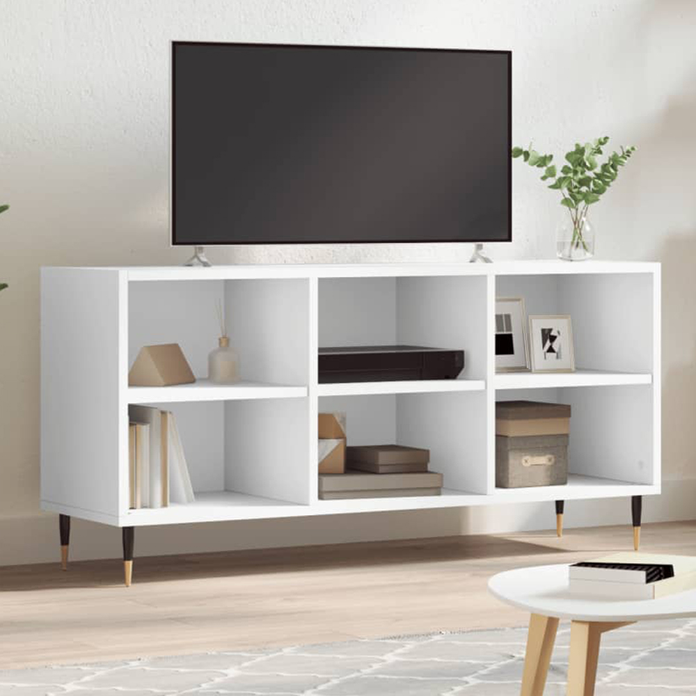 vidaXL 6 Shelf White TV Cabinet Image 1