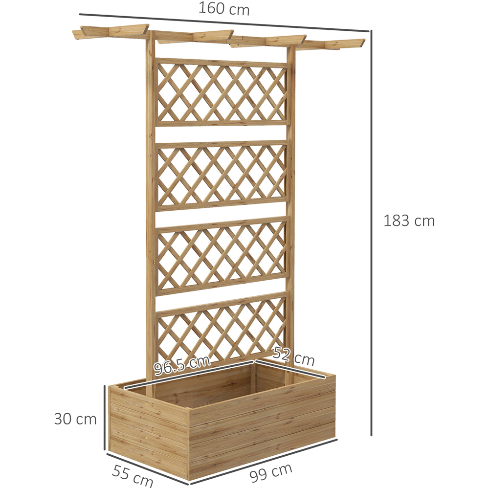 Outsunny Natural Wooden Raised Garden Bed Planter with Trellis 183 x 55 x 160cm Image 8