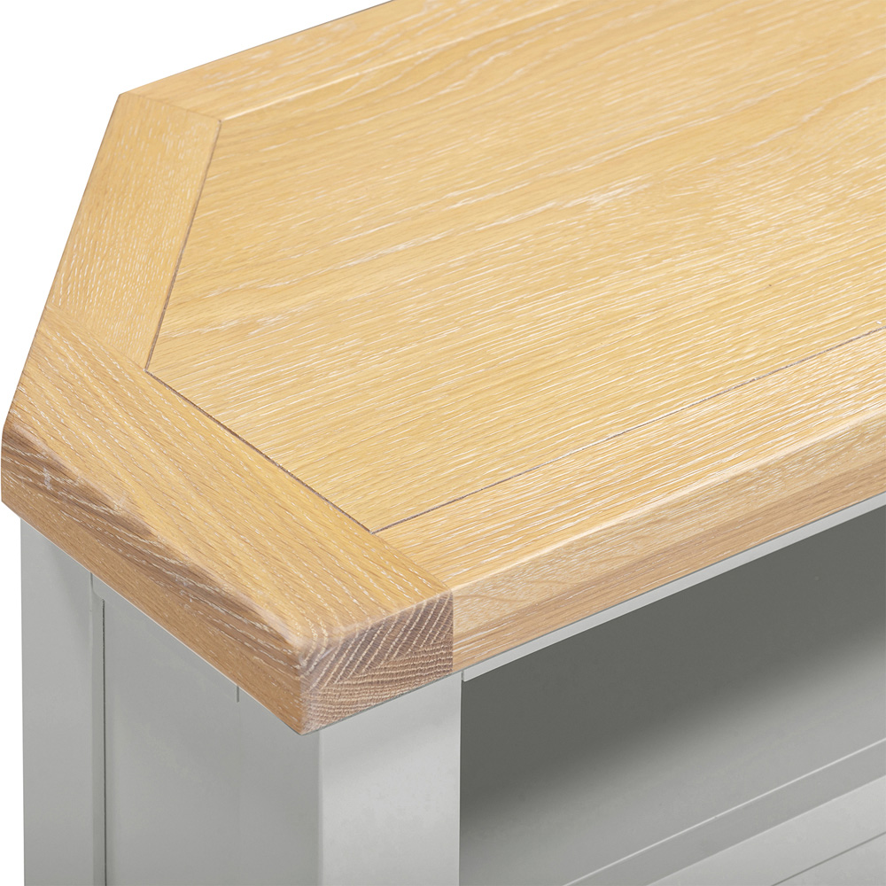 Seconique Windsor 2 Door Pebble Grey and Oak Corner TV Unit Image 7
