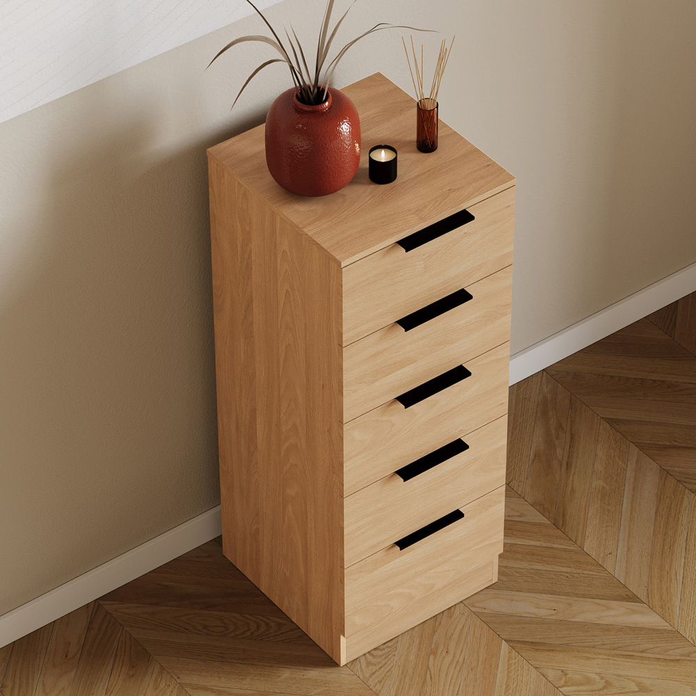 VIDA DESIGNS Trega 5 Drawer Pine Narrow Bedside Cabinet Image 4
