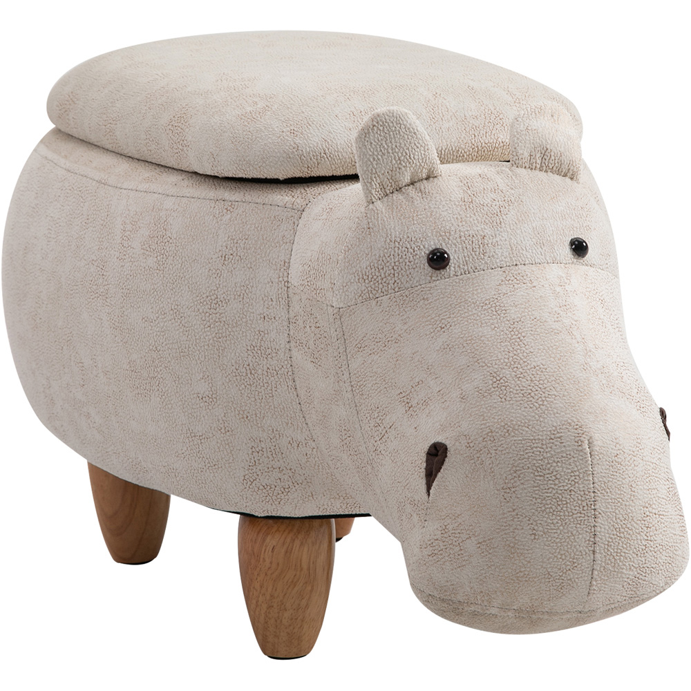 HOMCOM Cream Hippo Ottoman Stool Image 2