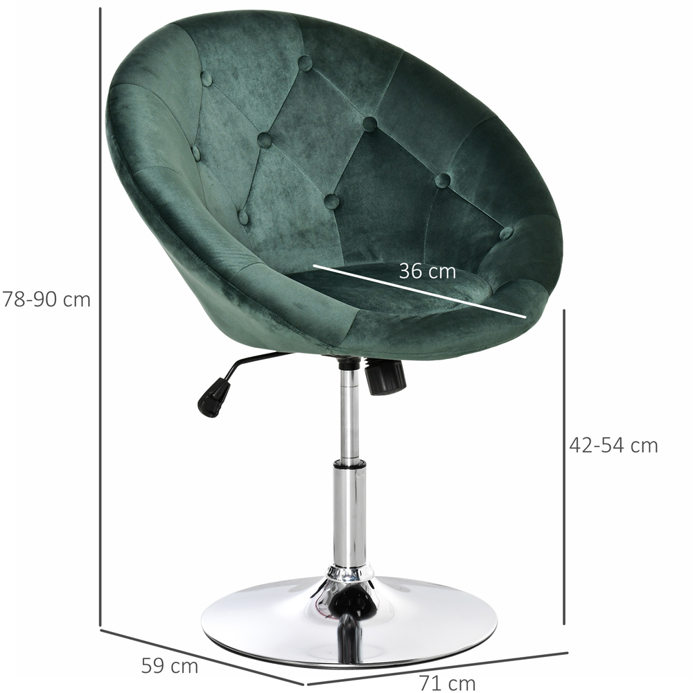 Portland Green Velvet Touch Tufted Height Adjustable Bar Stool Image 7