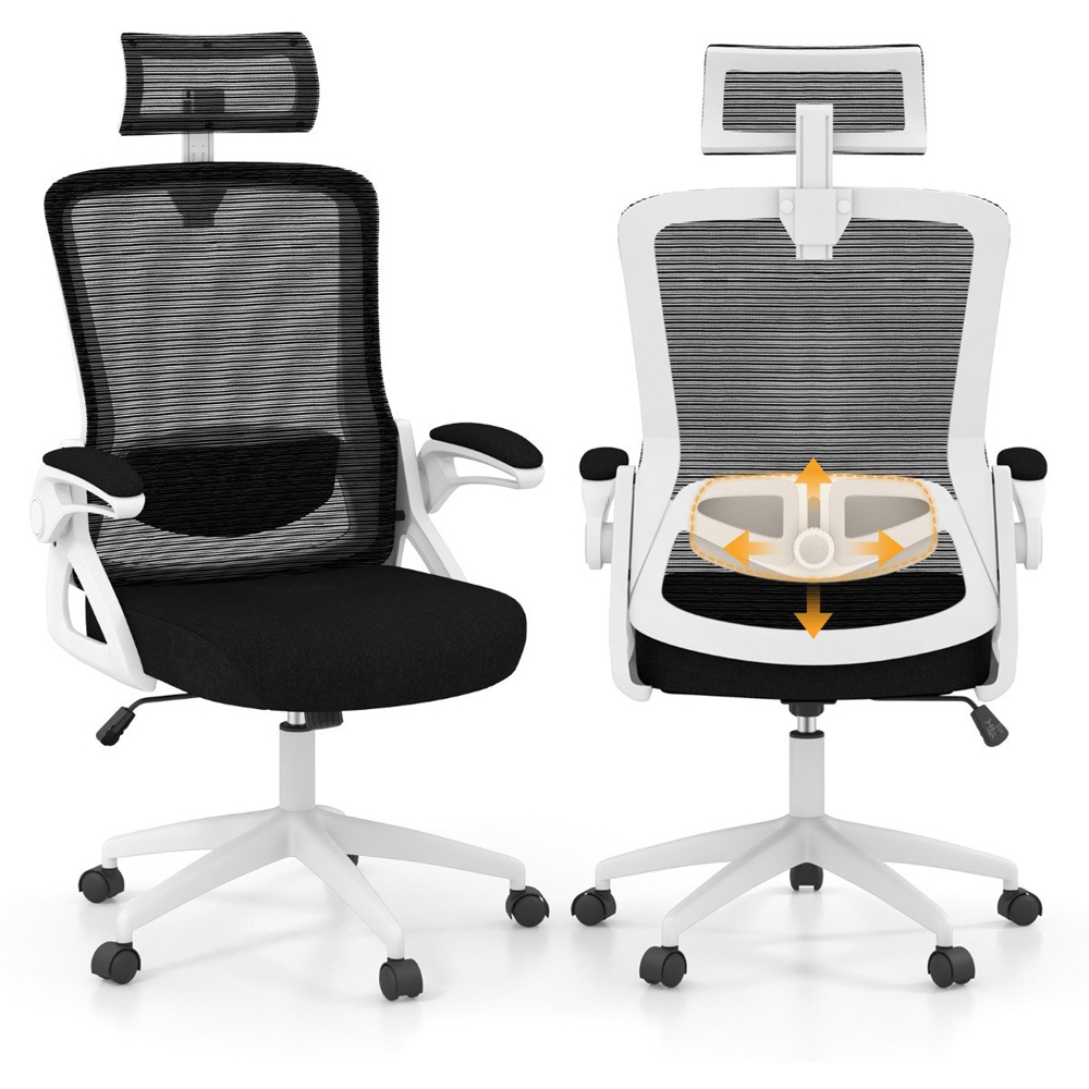 Costway White Ergonomic Office Chair with Lumbar Support Image 2
