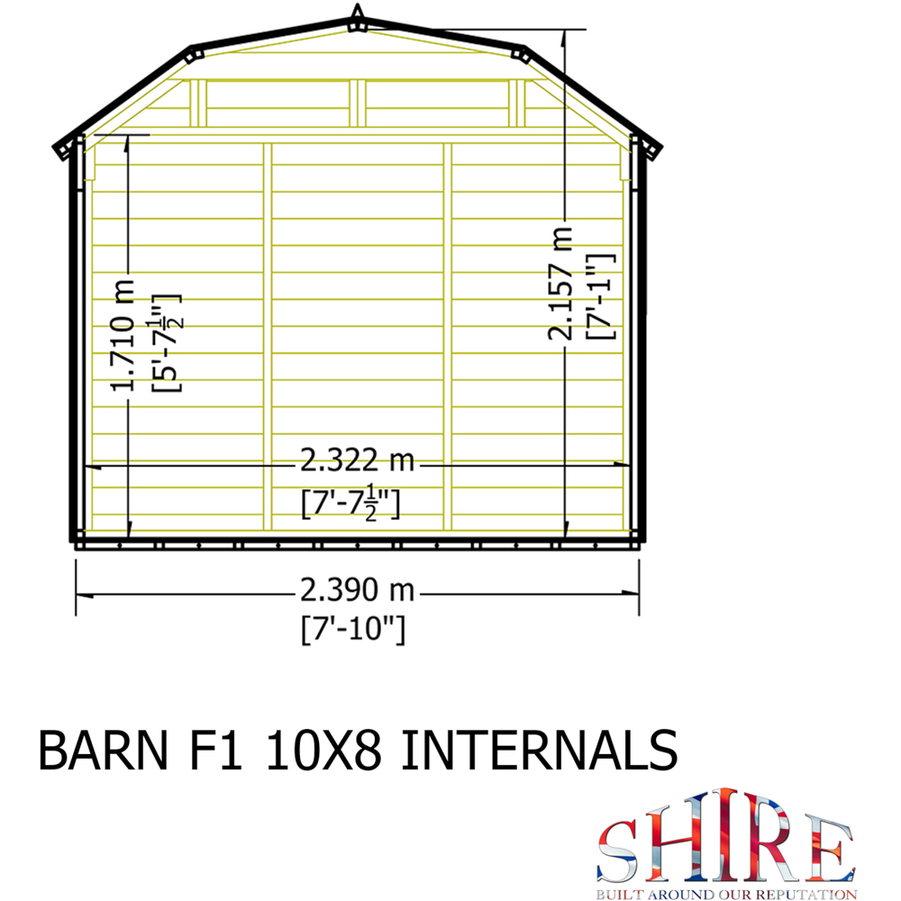 Shire Barn 10 x 8ft Double Door Shiplap Apex Garden Shed Image 8