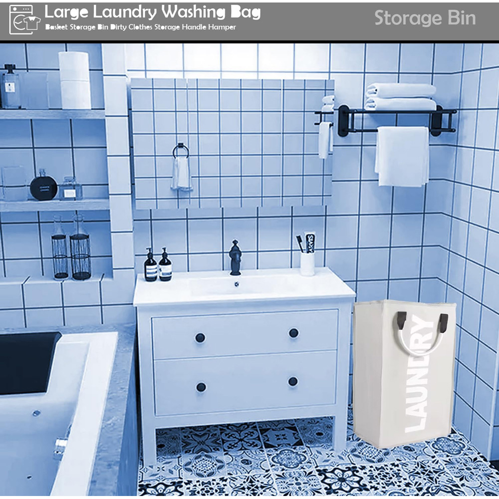 ATEK Light Grey Collapsible Laundry Basket Image 6