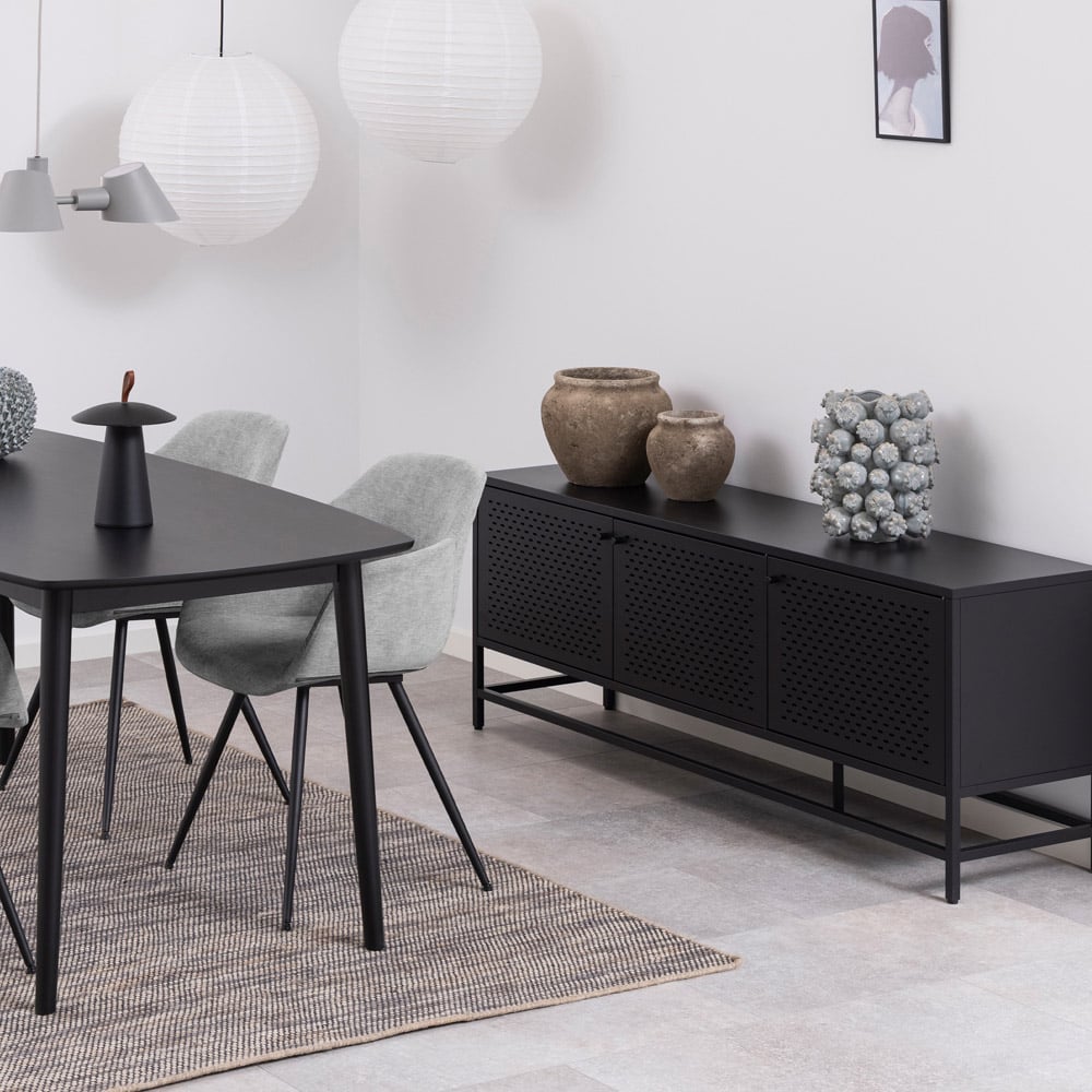 Florence Newcastle 3 Door Matt Black Sideboard Image 9