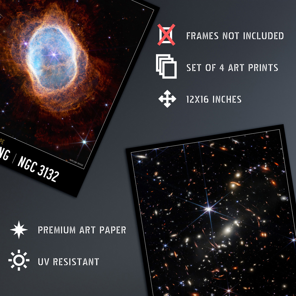 Artery8 NASA James Webb Space Telescope Deep Field Wall Art Prints 30 x 41cm 4 Pack Image 4