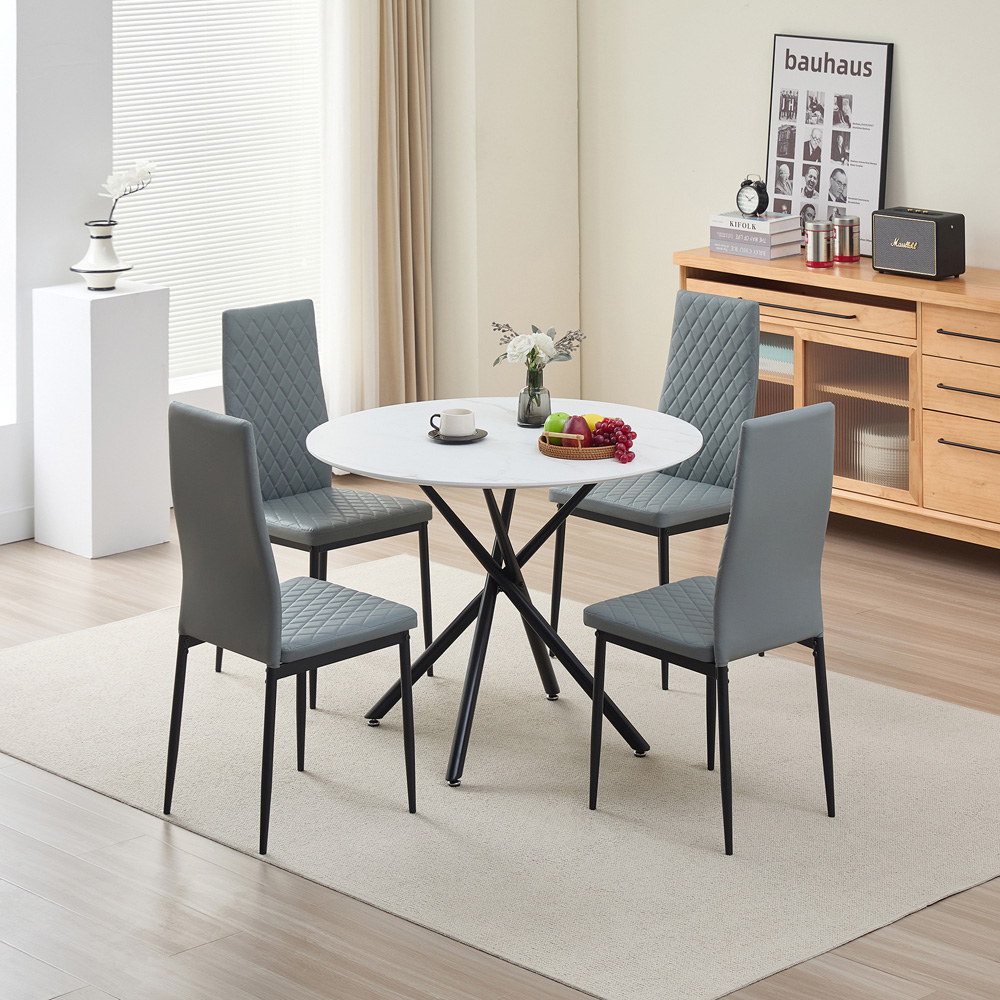 Indoor Living Seattle Emily 4 Seater Round Dining Set Grey Image 9