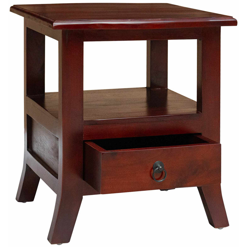 vidaXL Single Drawer Single Shelf Brown Solid Mahogany Wood Bedside Table Image 4