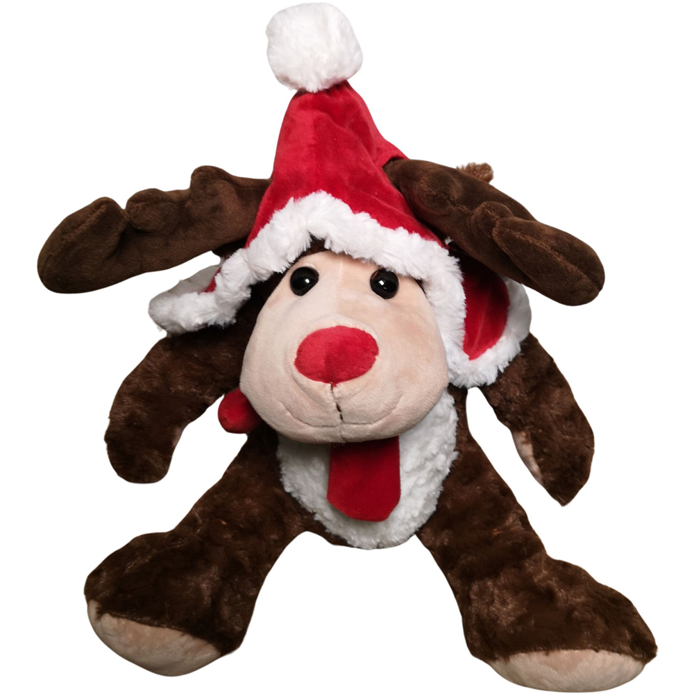 Samuel Alexander Sitting Plush Christmas Reindeer with Red Hat and Scarf Image 1