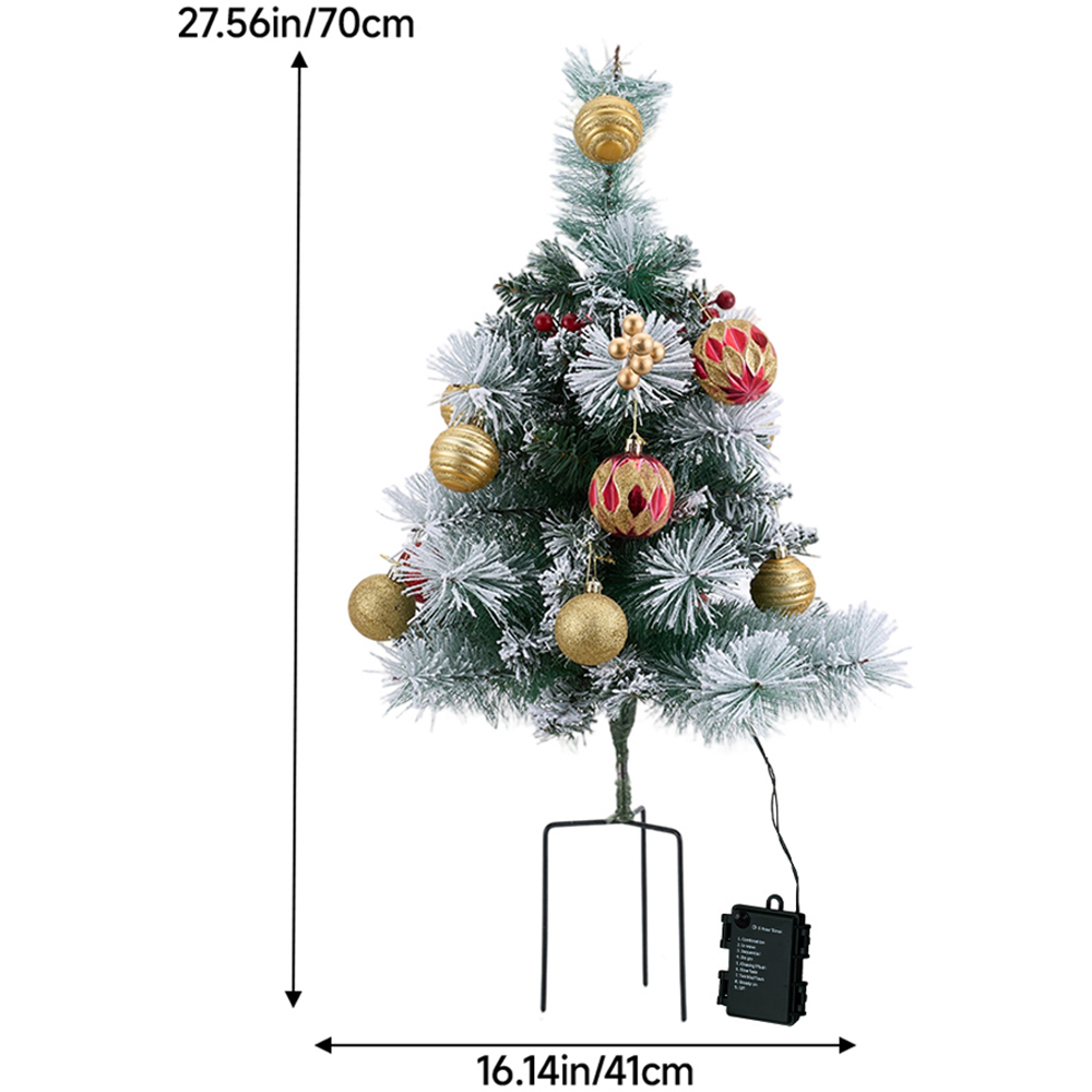 Living and Home Pre-Lit Artificial Christmas Tree with Berries and Baubles 2.2ft 2 Pack Image 8