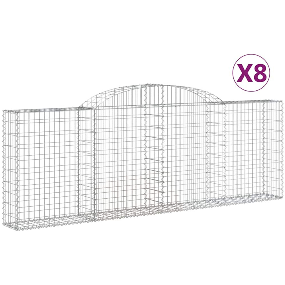 vidaXL Silver Galvanised Iron Arched Gabion Basket 300 x 30 x 100/120cm 8 Pack Image 4