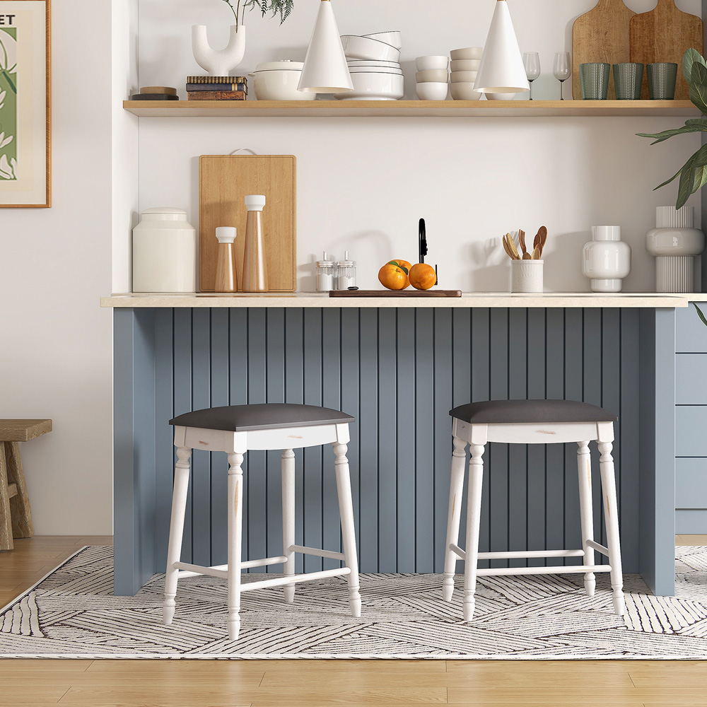 Costway Upholstered Bar Stool Set of 2 Image 3