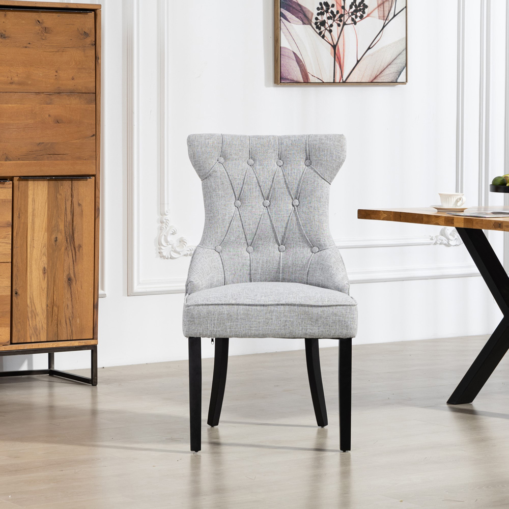 Artemis Home Lurano Set of 2 Light Grey Fabric Dining Chair Image 2
