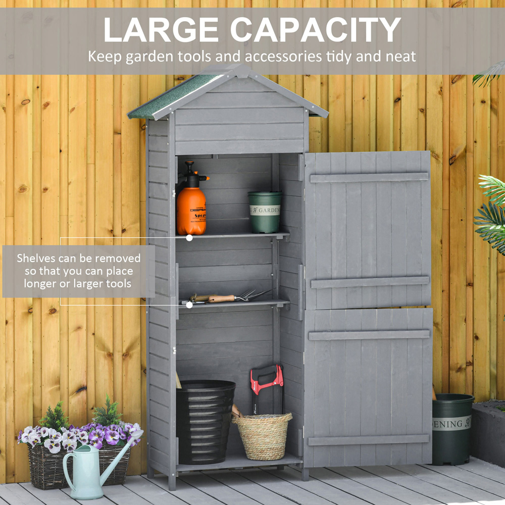 Outsunny 2.6 x 1.6ft Dark Grey Wooden Garden Shed Image 7