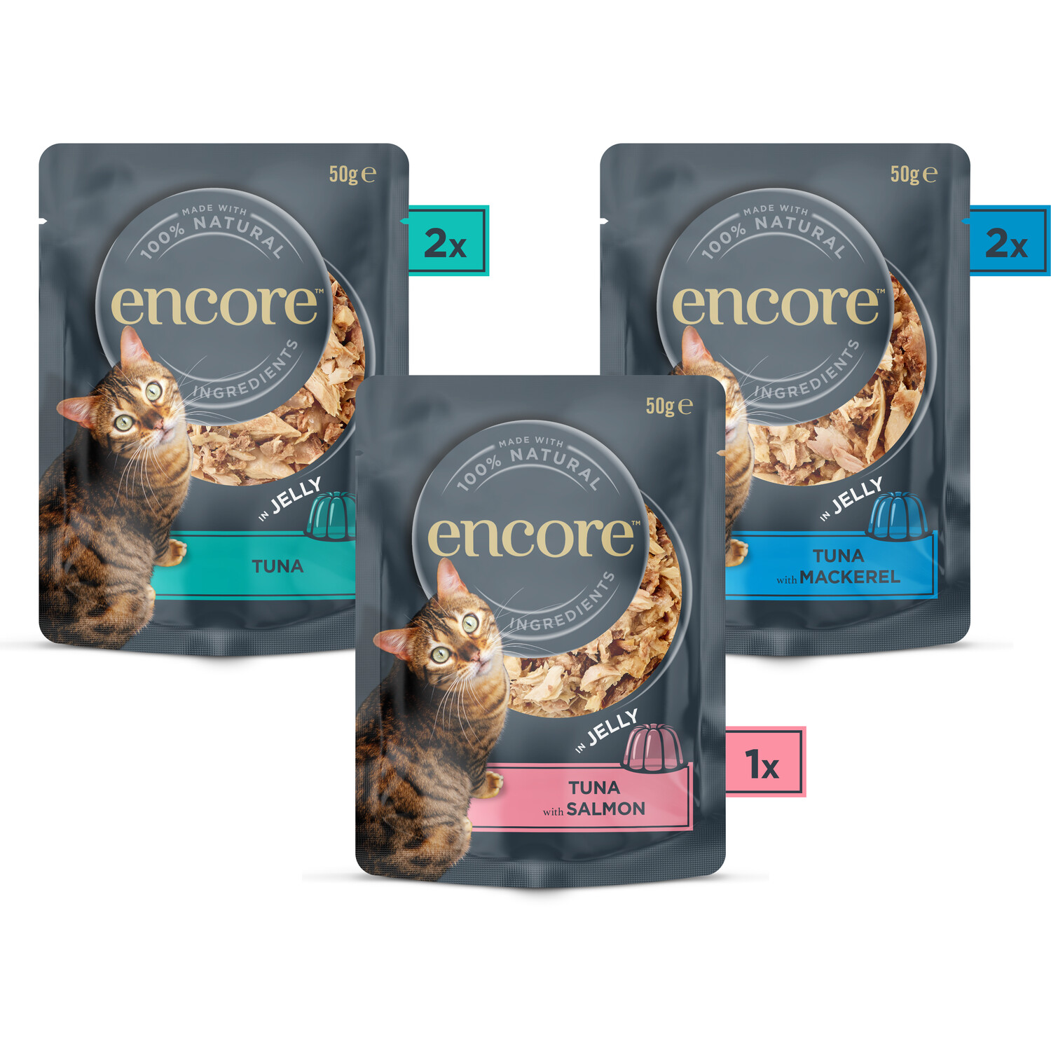 Encore Wet Cat Food Pouches in Jelly - Fish Selection Image 2