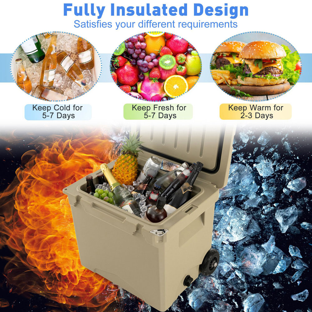 Costway Tan Portable Ice Box Cooler 40L Image 6