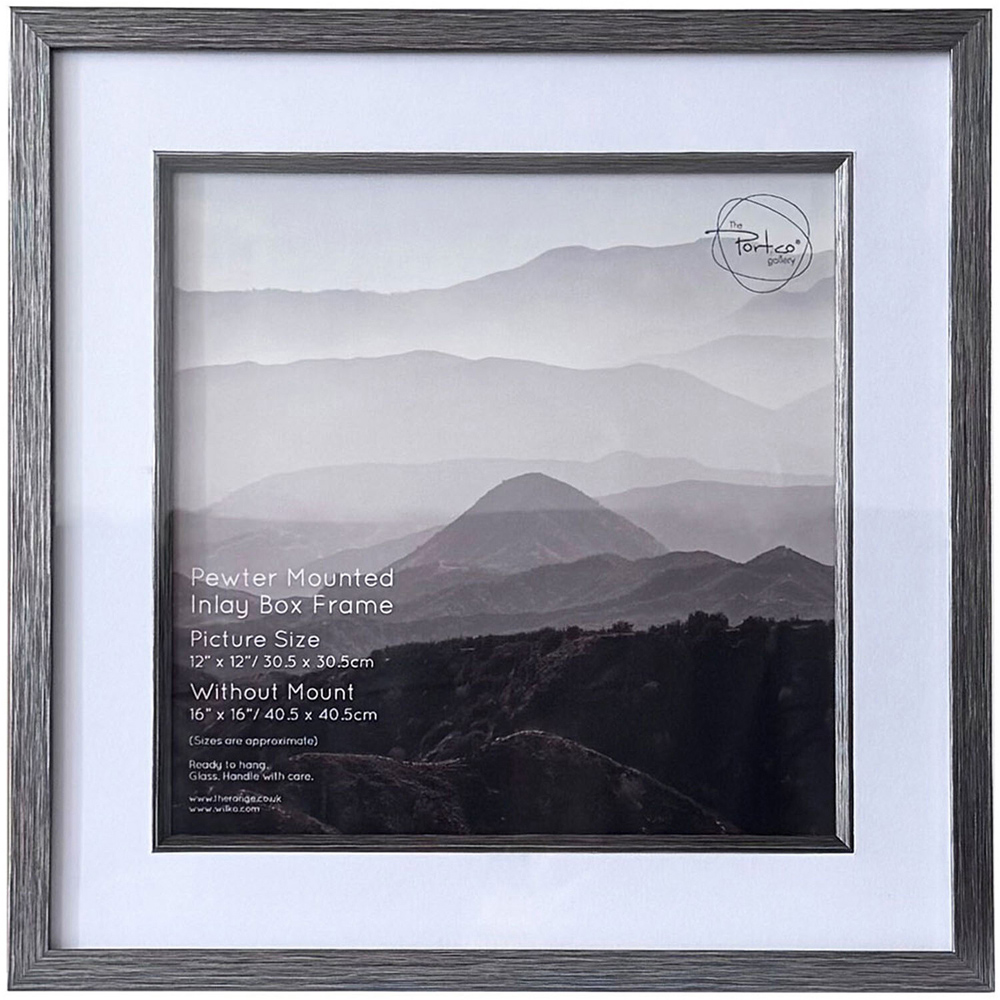 Pewter Mounted Inlay Box Frame Pewter 12 x 12 inch Image 1