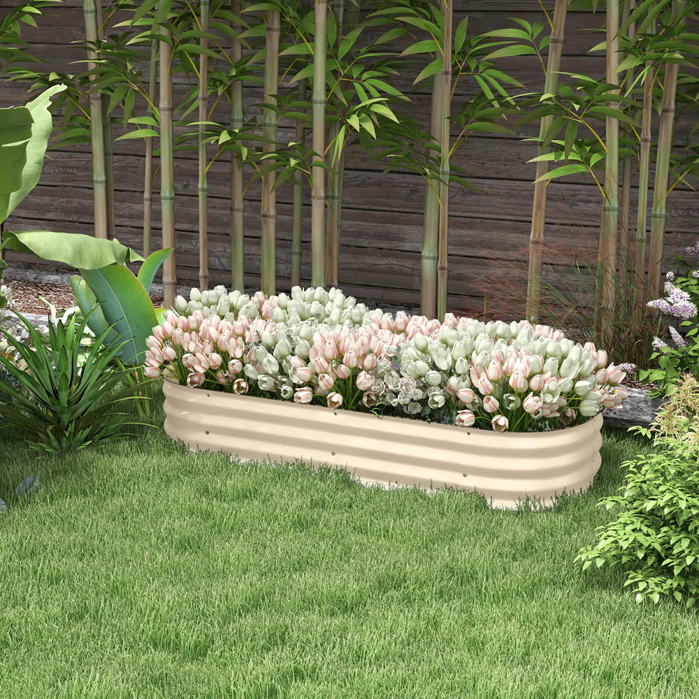 Outsunny Cream White Galvanised Raised Garden Bed with Safety Edging 30 x 150 x 62cm Image 2