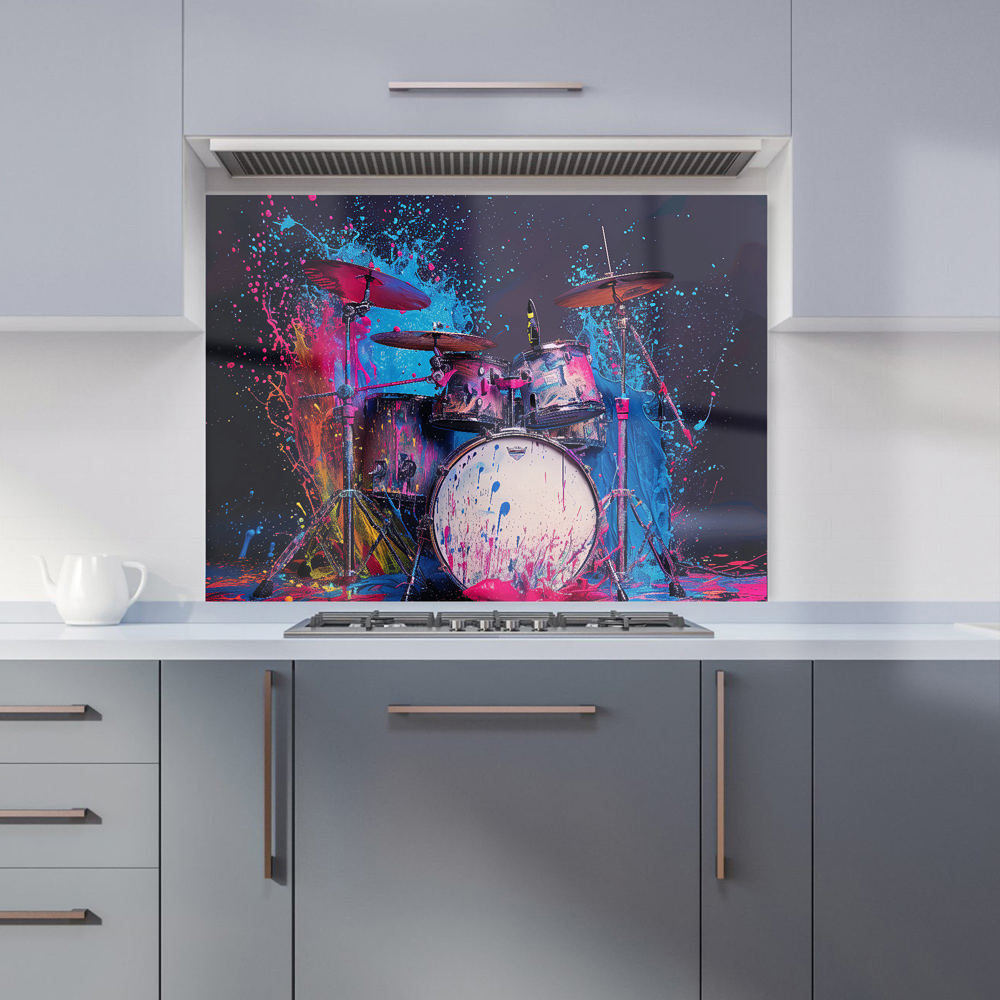Warren Reed Designer Drumbeat Colours Glass Kitchen Splashback 65 x 90cm Image 1