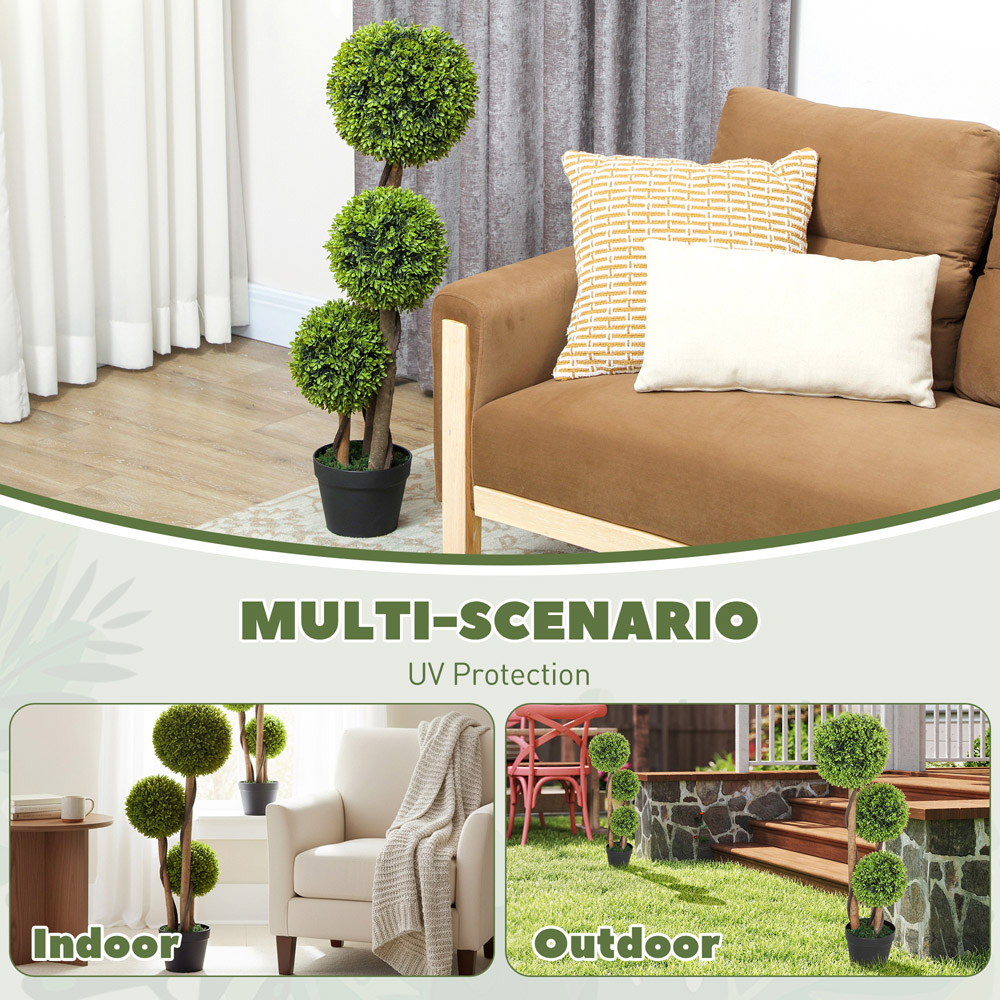 Portland Boxwood Ball Topiary Artificial Plant in Pot 3ft 2 Pack Image 7