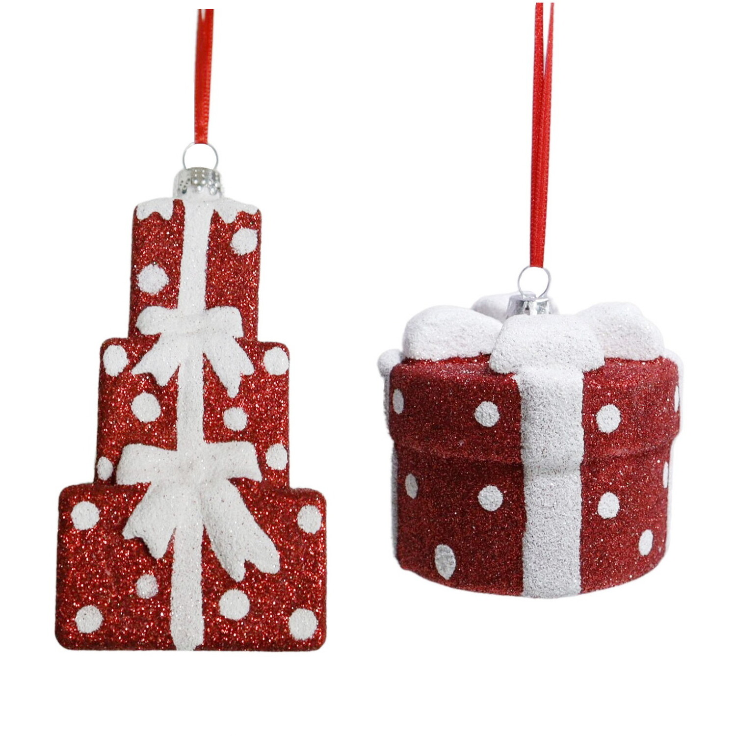 Christmas Glitter Present Decoration - Red Image