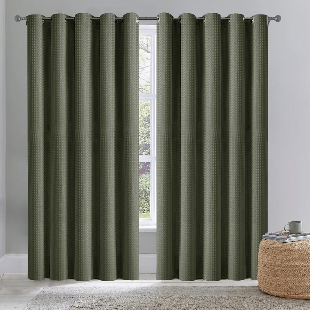 Velosso Waffle Sage Blackout Curtains 183 x 229cm Image 7