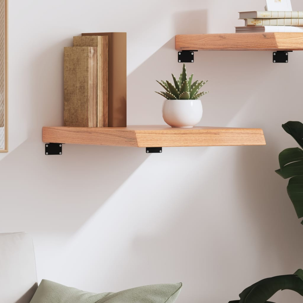 vidaXL 60 x 40cm Light Brown Oak Wood Wall Shelf Image 2