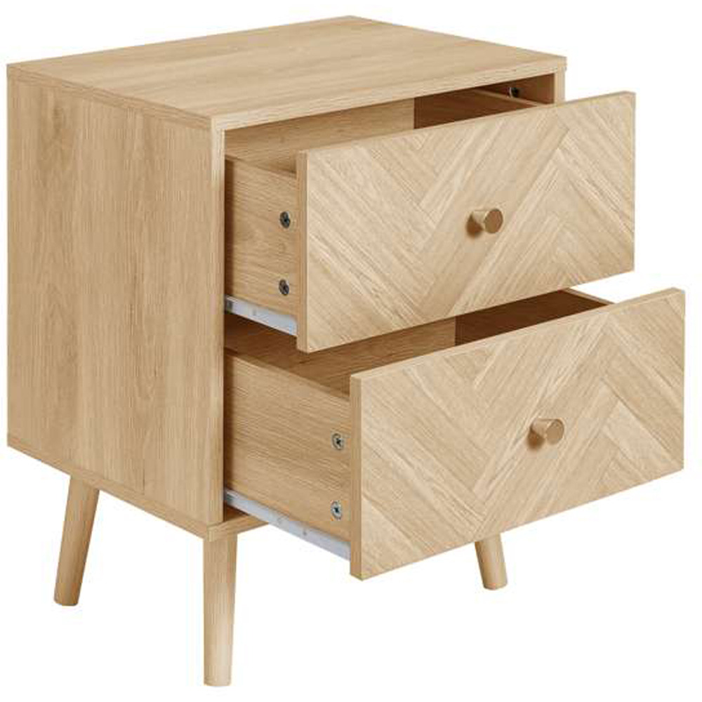 Birlea Herringford 2 Drawer Oak Bedside table Image 3