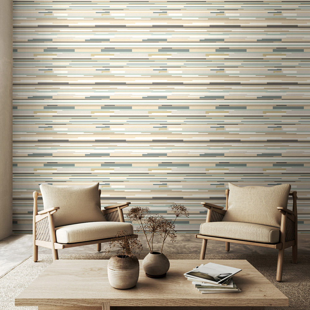 Hoopla Walls Horizontal Stripe Grey Non Woven Wallpaper Image 2