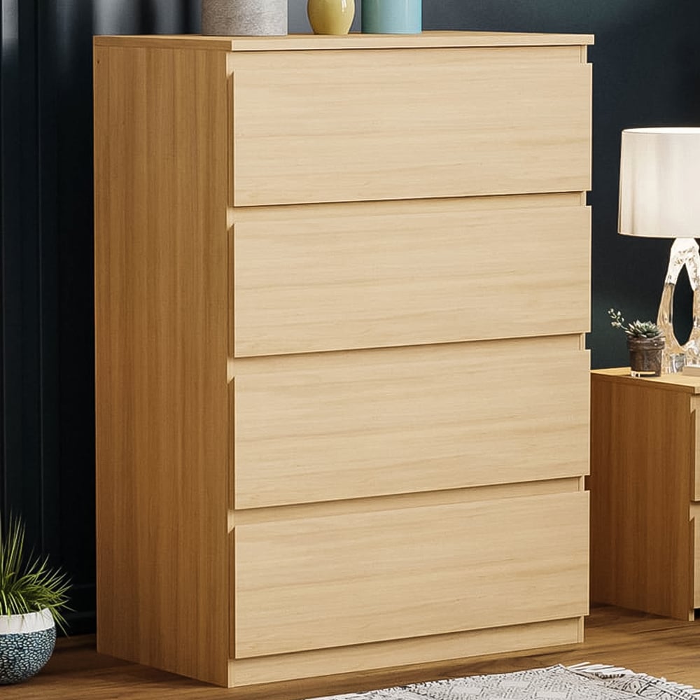 Vida Designs Denver 4 Drawer Pine Chest of Drawers Image 1