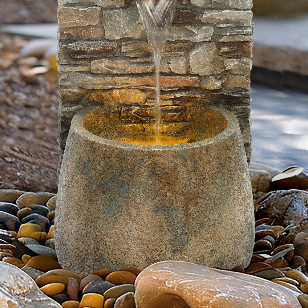 Charles Bentley Hybrid Stone Wall Effect Water Feature with LED Light Image 7