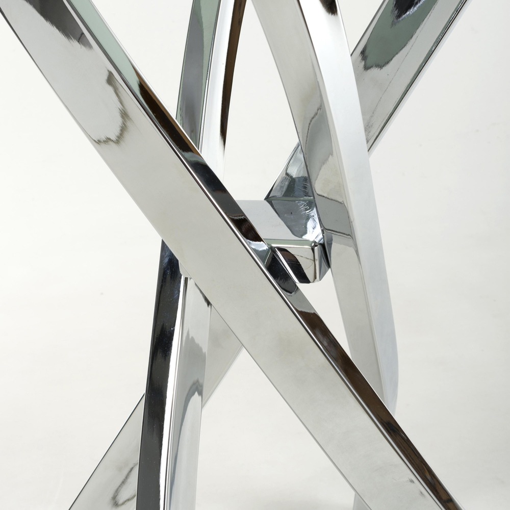 wilko Monaco Chrome and White Marble Glass Console Table Image 7
